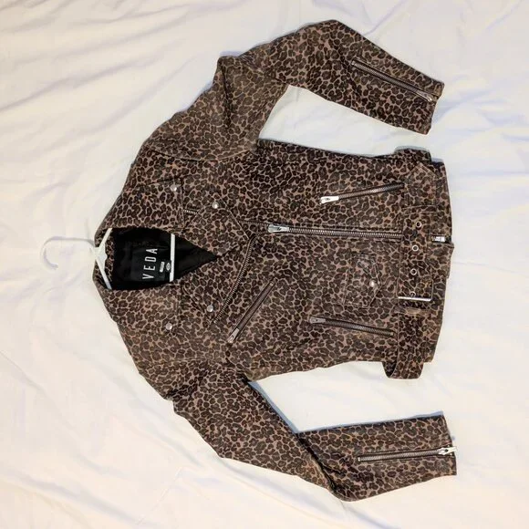 Veda Leopard Print Leather Biker Jacket - Picture 10 of 10
